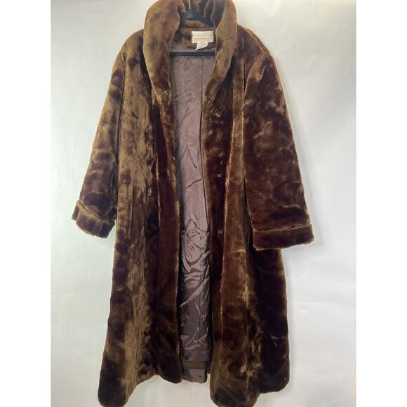Vintage Roaman's Faux Fur Coat Plus Size Women's 1x Brown - Picture 1 of 12
